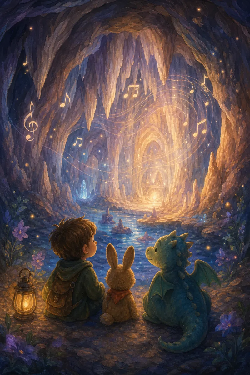 Illustration zur Geschichte „Die singende Höhle"